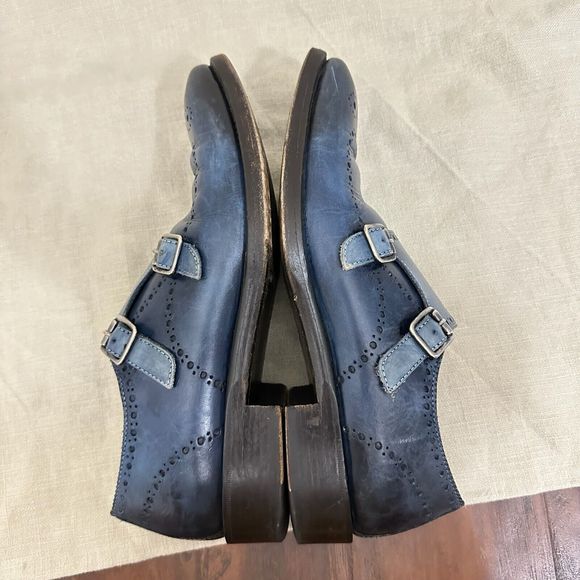 DONALD J. PLINER CMONK Double Monk Strap Dress Shoes Blue ITALY MADE - Picture 4 of 10